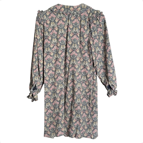 One Child Fawn Floral Pleated Detail Dress Girls 14 Pink / Green Short Length - Picture 3 of 9